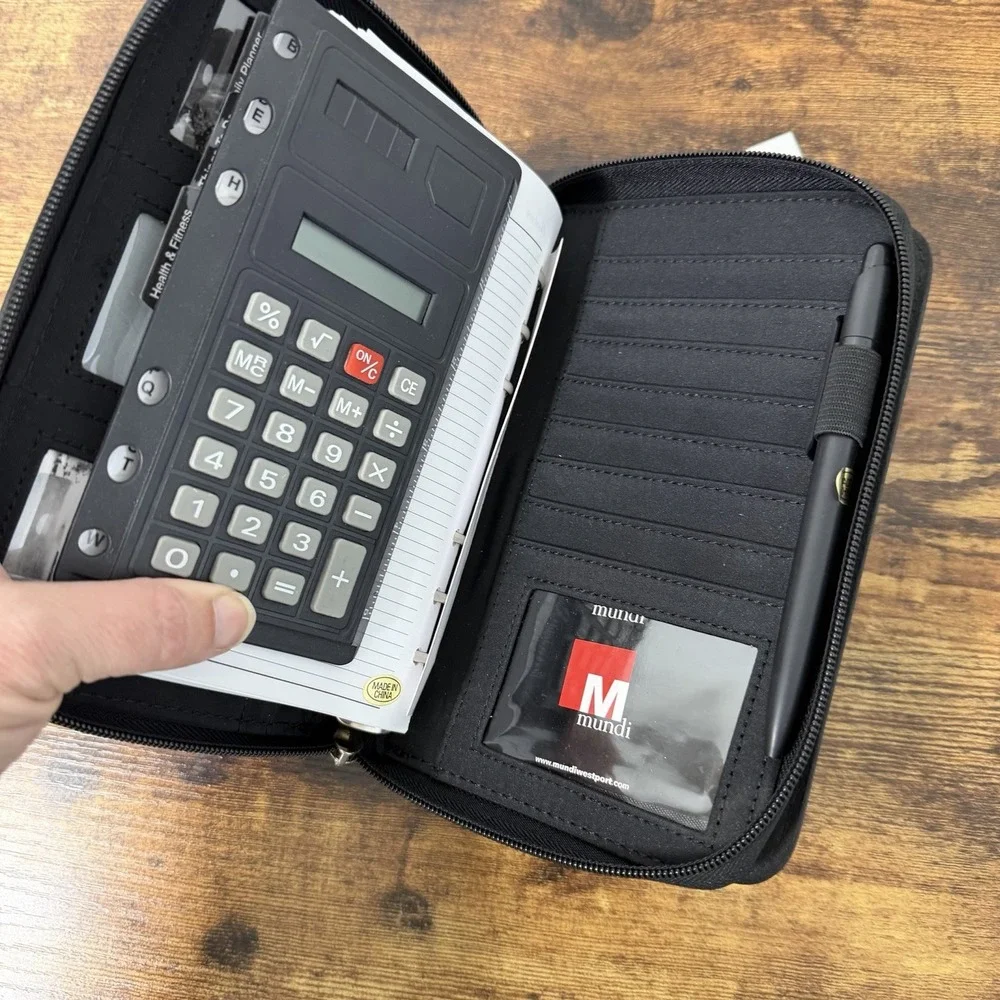 Mundi Agenda Double Zip Black NWT Organizer Planner Calculator